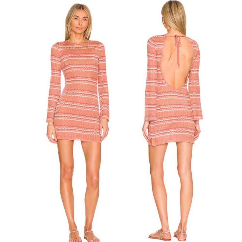 NWT l*space Waloma Tunic Shimmery Chevron‎ Peach Orange Swim Cover Up XL